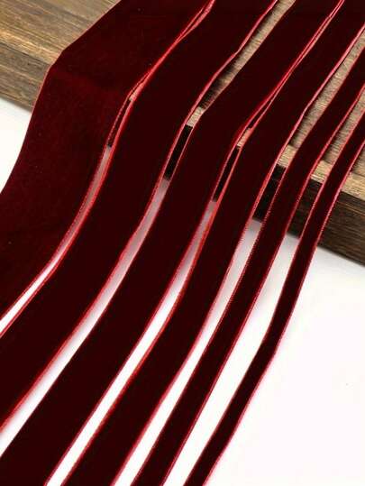 6-40mm Nastro in velluto rosso scuro a un lato, nastri per festival, esposizione di gioielli, confezione regalo, fiori, fai da te, decorazione per feste