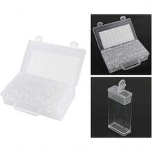 64 ranuras Kit de herramientas de pintura de diamantes de plástico Accesorios de bordado de diamantes Cajas de pintura de diamantes Contenedor de almacenamiento de cuentas para el hogar con pegatinas - 1 - Ver 8