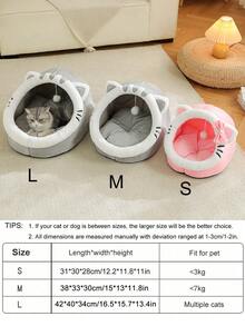 1个可爱猫窝，适用于室内猫咪，可水洗宠物屋，温暖宠物洞穴床，也适用于兔子、幼犬和猫咪。 - 灰色 - 查看 3