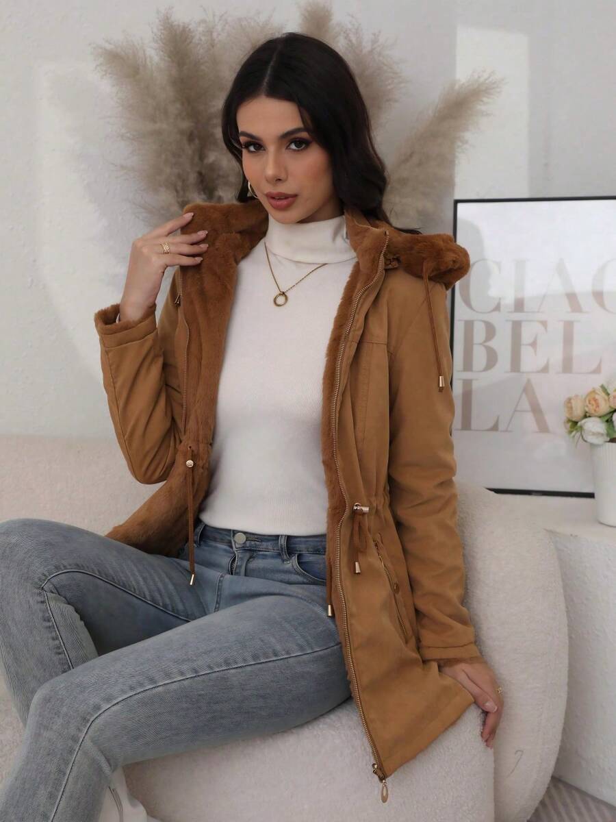 CHAMARRA DE DOBLE VISTA A FELPA DOBLE FORMA DE USO - Óxido marrón - Ver 1