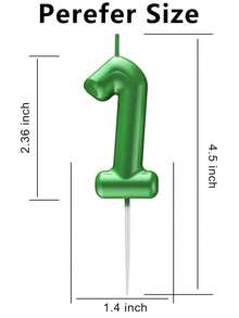 Green Number Birthday Cake Candles, Metallic Wax Cake Decorations, Suitable For Birthday, Anniversary, Gender Reveal, Bachelorette Party, Graduation - Princess Theme, No Feathers, Multi-Purpose Celebration Candles, No Electricity Required - Green - View 9