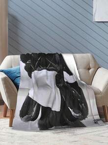 1pc Kawss Kawaii Kaw Anime Glam Style Flannel Blanket Super Soft Warm Bed Blanket Sofa Bedding Bedroom Sofa Office Car Four Seasons Cozy Shaggy Blanket Girls Boys Adult Gift - màu đen - Xem 5