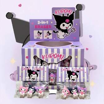  3/6/9pcs/Cute Sanrio Series Pencil Case Eraser Pencil Protective Cap School Student Learning Stationery Supplies - Suitable For Festival Parties Christmas Festival Gifts Prizes (Random Colors)