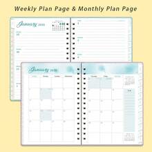 一套140页2026年计划本，包含周计划和月计划，螺旋装订，硬封面，适用于春节、教师节、圣诞节、儿童节等节日，高品质日记本，是办公、居家、学校用品、派对礼品、市场营销活动、商务礼品、广告礼品、促销品、会议礼品、福利礼品、节日礼品、奖励和纪念、公关礼品的理想之选。 - 彩色 - 查看 12