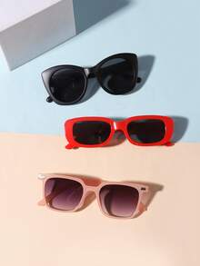 1 SET 3 PCS Boys And Girls Aged 4-8 Years, Cute Cat-Eye And Rectangular Fashion Glasses, Suitable For Holiday Outings, Festive Gifts, And Parties - Multicolor - View 5