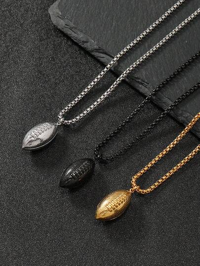 1 pieza Collar de acero inoxidable con colgante de fútbol deportivo de moda, colgante de fútbol minimalista, accesorio para hombres, adecuado para uso diario, regalo para novio en días festivos, cumpleaños, aniversario