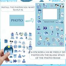 LaVenty Christmas Snowflake Picture Frame Craft Kit Snowman Frozen Penguin DIY Stickers For Winter Wonderland Party Supplies Favor Home Classroom Game Activities - 彩色 - 查看 8