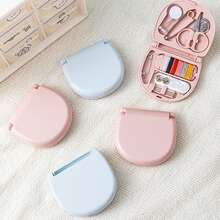 1 Set Portable Mini Sewing Kit In Plastic Box, Compact Sewing Supplies For Travel, Emergency Repair, Home And Dorm Use, Suitable For All Seasons