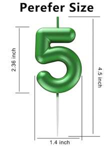 Green Number Birthday Cake Candles, Metallic Wax Cake Decorations, Suitable For Birthday, Anniversary, Gender Reveal, Bachelorette Party, Graduation - Princess Theme, No Feathers, Multi-Purpose Celebration Candles, No Electricity Required - Green - View 5