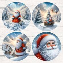 4 piezas/8 piezas Posavasos con tema navideño, almohadillas absorbentes con estampado navideño, tapetes para café, posavasos para cocina, mesa, habitación, decoración de bar, regalos navideños