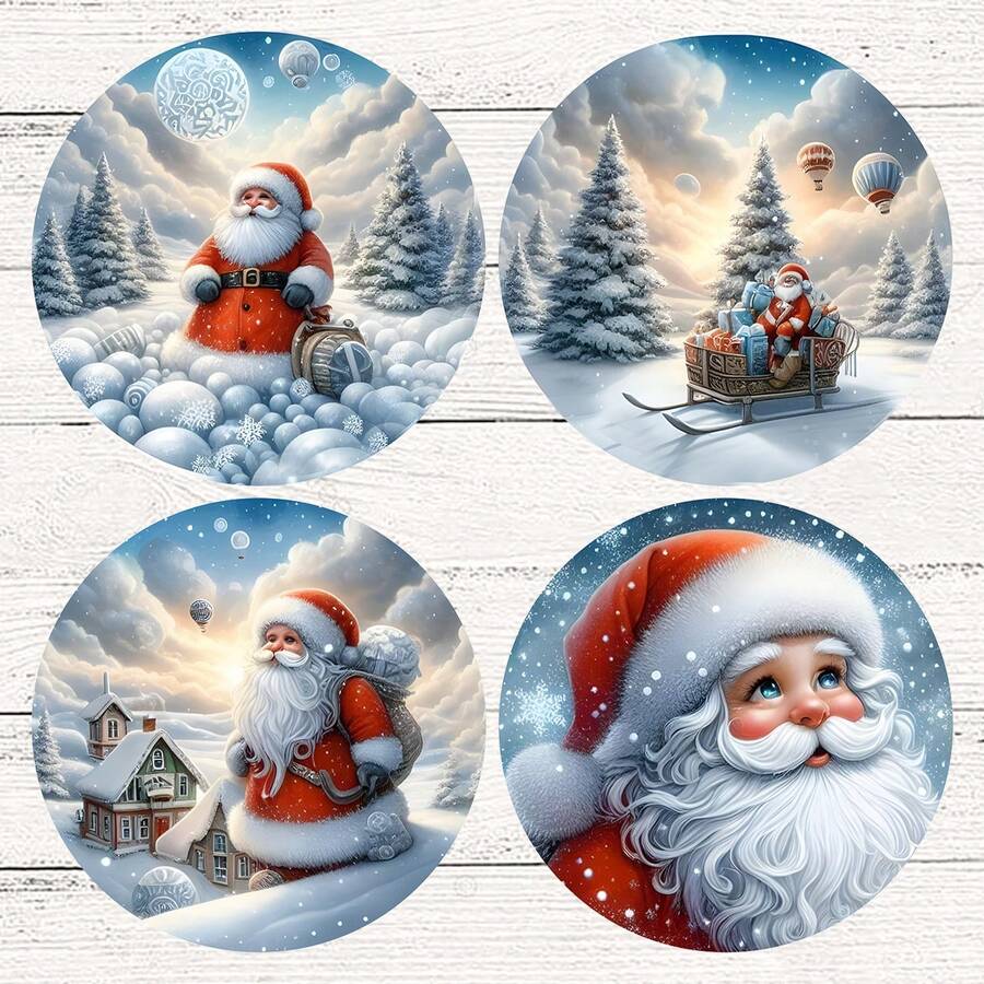 4 piezas/8 piezas Posavasos con tema navideño, almohadillas absorbentes con estampado navideño, tapetes para café, posavasos para cocina, mesa, habitación, decoración de bar, regalos navideños