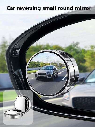 2 piezas Espejos auxiliares de punto ciego ajustables 360 grados, espejos retrovisores convexos, espejos de marco redondo de ángulo amplio para reversa de automóvil