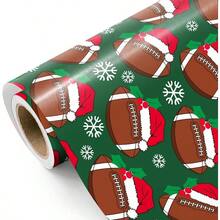 Football Crist Wrapping Pr - Mini Roll - 17 Inc X 16.5 Feet - Snowf And Santa At Football Wrapping Pr  Crist Sport Party Oliday Party Celeation