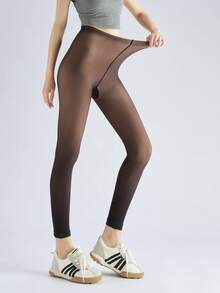 1pc Women's 80g/90g Apricot/Black Winter Fashionable Minimalist Pantyhose Thick Tights