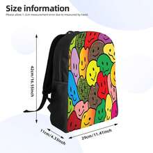 ZLIENSZUS Men's Smiling Face Backpack With Expressive Eyes & Mouth - Pastel Joyful Pattern, Single Large Storage Compartment, Soft Pastel Colors (Pink, Blue, Green, Yellow, Purple, Orange, Red, Brown, Black, White) - Casual School Backpack For College, Travel, Daily Use - Durable & Easy-Care Design, Laid-Back Style With Playful Smiling Faces, Hand Wash Dry Clean, Ideal For Teens & Adults - 彩色 - 查看 4