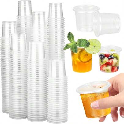 Copos de shot profissionais de plástico mini de 20 ml, copos de shot de plástico, mini copos de plástico reutilizáveis, copos de plástico transparentes de material PP, para aniversários, festas, bares, festivais (20 ml/2 cl) Quantidade variada 100u/200u/400u para escolher, qualidade profissional confiável