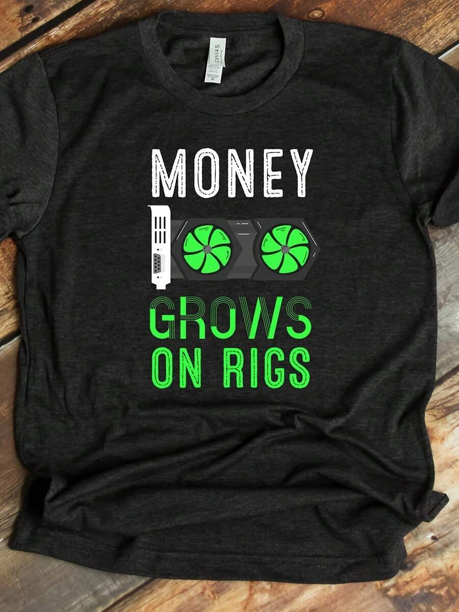 Crypto Miner Shirt, Money Grows On Rigs, GPU Mining, Mining Rig, Mining Farm, Hasate - 款式17 - 查看 1