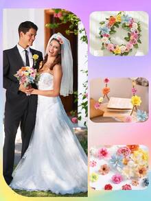 48件混色仿真花，包含仿真玫瑰、牡丹、雛菊等，適用於婚禮/家居裝飾、花環/帽子、花卉裝飾以及桌面中心裝飾 - 彩色系列 - 查看 7