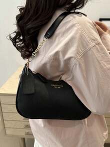 Women's Letter Adjustable Shoulder Strap Shoulder Bag, Zipper PU Leather Crossbody Bag, Armpit Bag, Small Wallet, Women's Handbag, Women's Wallet, Suitable For Outdoor Travel, Essential Backpack For Travel, Waterproof, Lightweight And Durable Casual Bag, Office University Bag, Brown, Elegant Women's Wallet, Women's Handbag, Women's Elegant Bag, Beautiful Women's Bag, Shoulder Bag, Crossbody Bag, Handbag, Travel Bag, Women's Wallet And Bag, Women's Wallet And Bag, Halloween, Women's Crossbody Bag, Jewelry Storage Box, Travel Essentials, Halloween Wallet, Women's Bag, Gifts For Women, Suitable For Valentine's Day, Parties, Wedding Dresses, Dates, As Shoulder Bag/Crossbody Bag, Elegant Women's Coin Purse - 黑色 - 查看 2