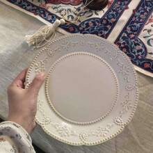 1 pieza Plato cerámico floral retro premium, plato occidental para bistec, plato para ensalada, plato para aperitivos y postres, apto para cocina, hotel, restaurante, catering, uso diario, vajilla comercial