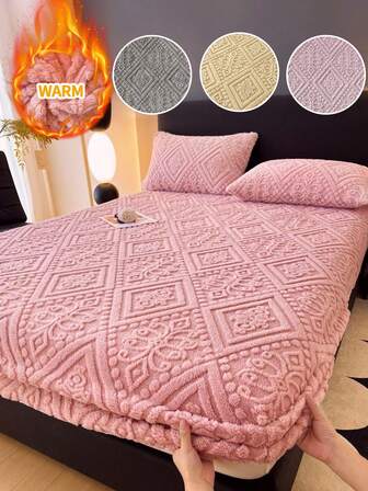 1pc Faux Lambswool Bedsheet, Bedding, Bed Cover, Flat Sheet, Mattress Protector, Solid Color Bedsheet, Multiple Colors Available, Simple European Style Home Textile. Suitable For Twin, Full, Queen, King Size Beds.