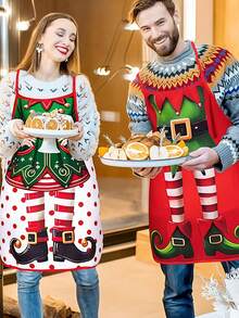 4pcs Santa Claus Dressed As Decorative Apron, Suitable For Both Female And Male Kitchen Chefs, Suitable As A Wedding, Christmas Or Thanksgiving Party Gift For Adult Cooking Supplies, Christmas Aprons For Women, Christmas Aprons Matching, Christmas Cooking, Christmas Kitchen Decorations, Family Apron Set, Aprons For Women Christmas, Christmas Themed Aprons, For Christmas Kitchen, Seasonal Kitchenware, - Multicolor - View 7