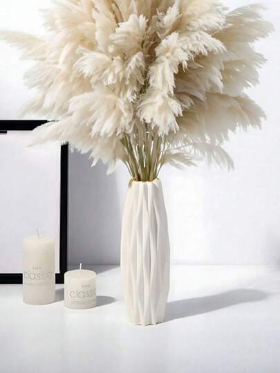 1个复合塑料花瓶，8英寸塑料花瓶，白色不易碎，适用于婚礼晚宴餐桌、派对、客厅、办公室、卧室装饰，适合家居装饰、人造花、桌面装饰、客厅摆设，抗震耐用，家居装饰、花瓶、中心摆件、桌面装饰、圣诞节节日送礼佳品