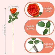 100 Pcs Artificial Roses Bulk Velvet Silk Orange Roses Orange Roses For Wedding Centerpieces Bridal Bouquet Mother's Day Valentine's Day Home Decor (100, Orange) - trái cam - Xem 4