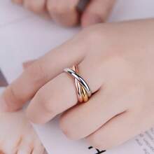 3 Circle Stainless Steel Ring For Girlefriend Gift - Multicolor - View 3