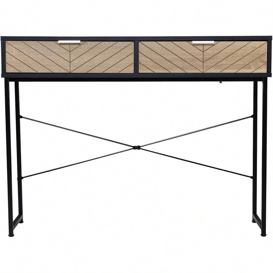 2026-NEW: Narrow Console Table Hallway Furniture Sofa Table With 2 Drawers Carved Line Design Modern Style Hallway Entrance Living Room Bedroom 100x30x75 Black And Oak 2026--New Choices: - Đen và Sồi - Xem 1