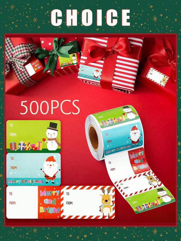 500PCS Christmas Gift Tags Sticker Name Tags For Christmas Presents Gift Labels