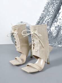 Women's Elegant Strap High Heel Sandals, Suitable For Commuting - Apricot - View 10