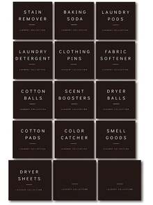 15pcs Black Laundry Room Organization Classification Label Stickers