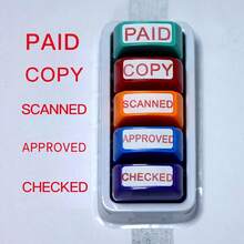 5 Sets Of Financial Seals PAID COPY SCANNED APPROVED CHECKED. Paid Copy Scanned Approved Checked. Office Supplies. Clear Mark Of Financial Supplies. Red Mark With Storage Tray - Sets - View 7