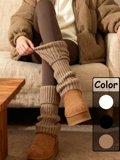 無地レッグウォーマー、アカデミックスタイル 秋冬ソックス、多用途ホリデーソックス、レディース用あたたかいブーツソックス