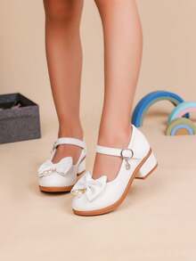 Novos Sapatos Sociais Brancos para Meninas com Decoração de Borboleta, Sapatos de Salto Alto de Princesa com Aplicações de Strass, Adequados para Festas, Casamentos, Reuniões, Férias - Branco - Visão 3