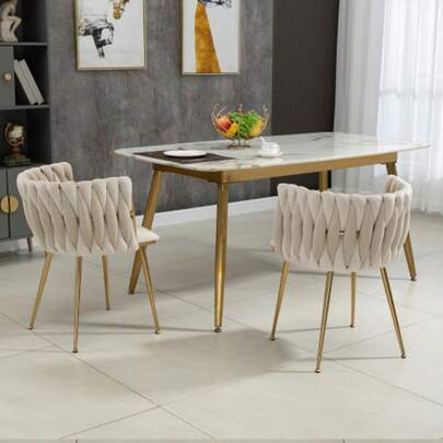 (Old SKU: W1880109477) A Modern Set Of Luxury Velvet Dining Chairs With Gold Metal Legs, An Elegant Hand-Dyed Design And Soft Cushions For The Dining Room, Living Room And Bedroom (2 Sets)