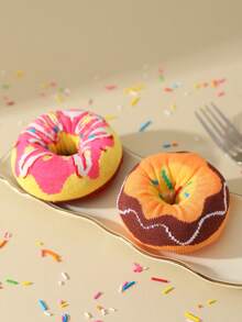 2 双甜甜圈印花袜子，适合日常生活和户外运动，秋冬季优质厚女士袜子，有趣的甜甜圈图案条纹印花男士中筒袜，独特的节日礼品套装设计长袜，适合万圣节/圣诞节/生日派对/情人节/周年纪念日和各种节日异想天开的礼物，有趣的惊喜袜子送给朋友/家人/爱人