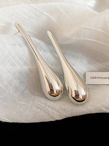 1/2 Pair Fashionable Lightweight CCB Earrings, Extra Long Smooth Water Drop Dangle Earrings, Suitable For Daily Wear And Women's Jewelry Gift