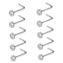 10pcs Stainless Steel Round Ball Nose Studs & Cone S-Post Nose Rings Piercing Jewelry