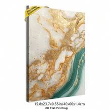 1pc Luxury Golden Marble Picture Quality Texture Modern Artwork Canvas Painting Framed Living Room Bedroom Dining Room Kitchen Bathroom Wall DecorationStretched And Framed Ready To Hang. - 白色 - 查看 7