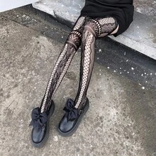 Sexy Lingerie A Hollow Ultra-Thin Mesh Over-The-Knee Socks, Hot Nightclub Royal Sisters, Black Silk Fishnets, Suspender Socks, Erotic Stockings - Black - View 1