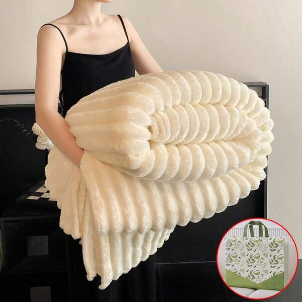 Plaid Super Soft Thick Sherpa Fleece Blanket + High-Quality Non-Woven Gift Bag (No Pillow Cover And Insert) - Soft, Warm And Comfortable, Suitable For Sofa, Bed, Office, Travel, Hiking And Fishing - Multi-Functional Year-Round Gift, Christmas Gift, Machine Washable