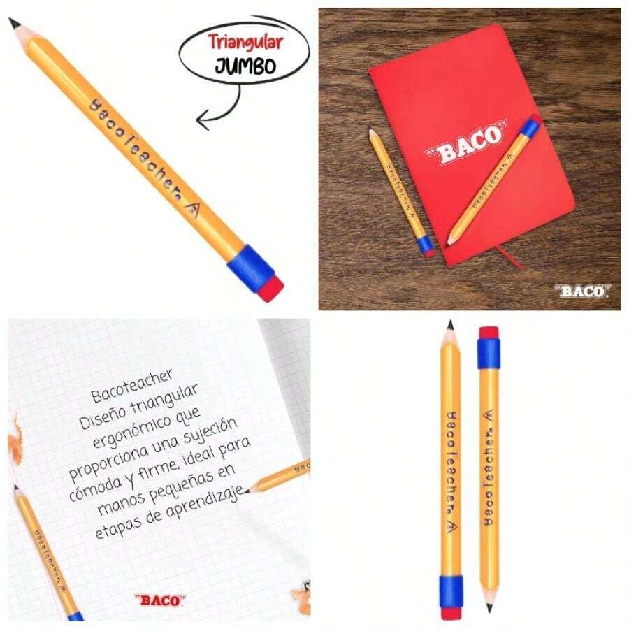 Lpiz de Grafito Bacoteacher Jumbo Triangular HB/2 - Blister con 2 Lpices Gruesos - Jumbo - Ver 1