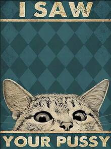 Decorative Signs Plaques  Cat Poster I Saw Your  Cat Poster, Vintage Cat Poster, Black Cat Poster, Cat Lover Retro Metal Sign - 黑色 - 查看 2