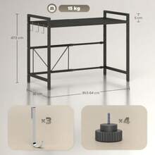 HOMCOM Extendable Microwave Oven With 3 Hooks Metal Microwave, Black On The Website - Black - View 2