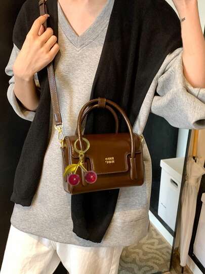 Luxurious Elegant Box Bag For Women, New Fashion Handbag, Retro Red Color Shoulder Crossbody Small Square Bag