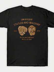 Men's Retro 70s Statler And Waldorf Graphic T-Shirt - Casual Black Cotton Tee Wi - 款式28 - 查看 1