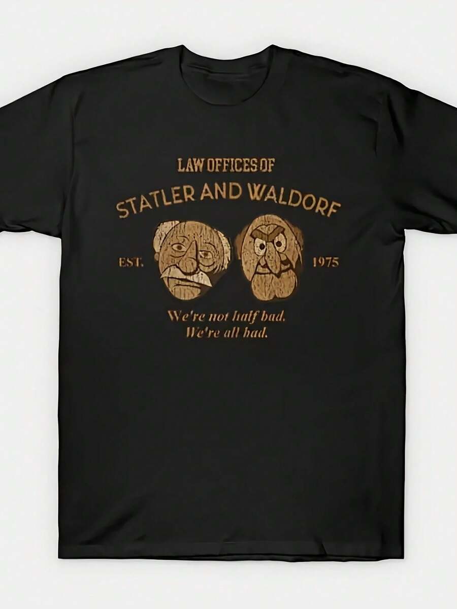 Men's Retro 70s Statler And Waldorf Graphic T-Shirt - Casual Black Cotton Tee Wi - 款式28 - 查看 1