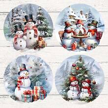 4 piezas/8 piezas Posavasos con tema navideño, almohadillas absorbentes con estampado navideño, tapetes para café, posavasos para cocina, mesa, habitación, decoración de bar, regalos navideños